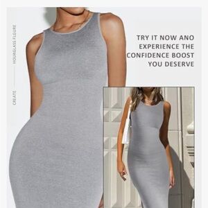 Elegant Sleeveless Gray Midi Dress